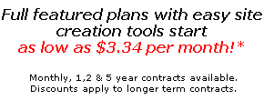 Full featured plans with easy site creation tools start at just $3.34 per month. Limited time offer - 50% off! Enter code "springfling" at checkout.